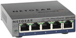 NETGEAR 5-port 10/100/1000 Mbps ProSafe Plus switch with external power supply and Green features, managed via GUI